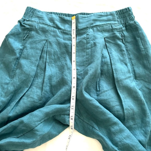 Athleta Playa Linen Borealis Green Wide Leg Crop Pants - Picture 11 of 14